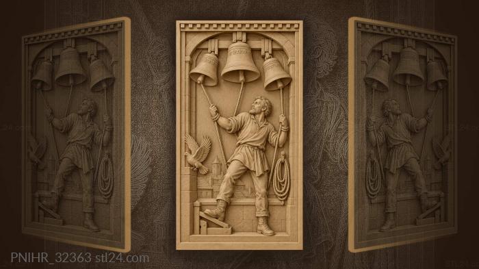 Bellringer in soaring belfry arch 3d STL model