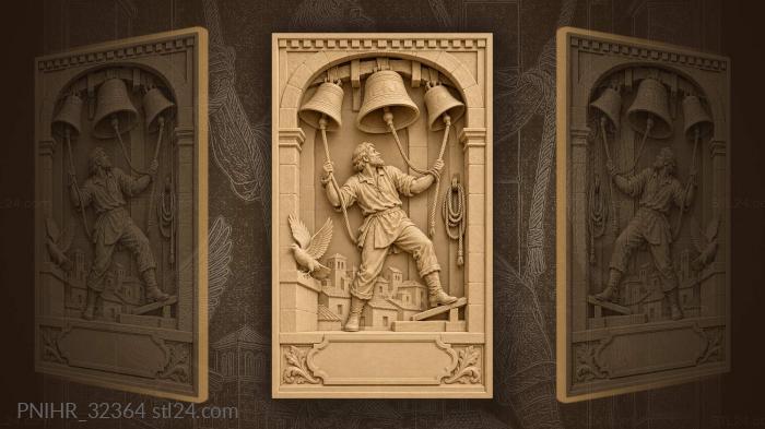 Belfry ringer with soaring pigeon 3d STL model