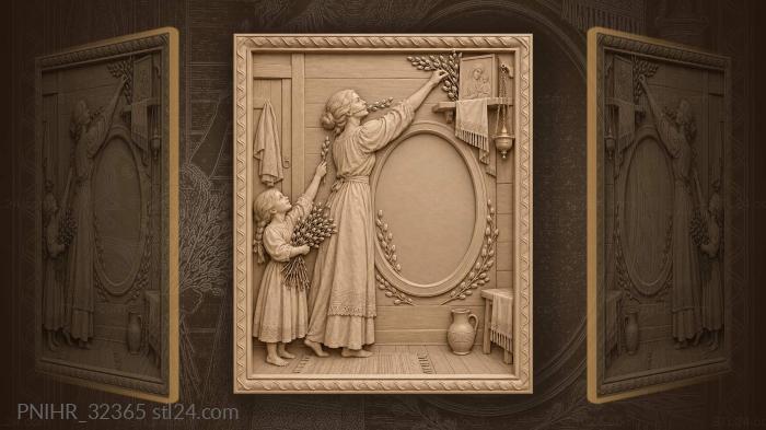 Willow branches icon lamp girl mother 3d STL model