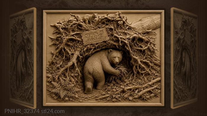 Bear entering den winter preparation 3d STL model