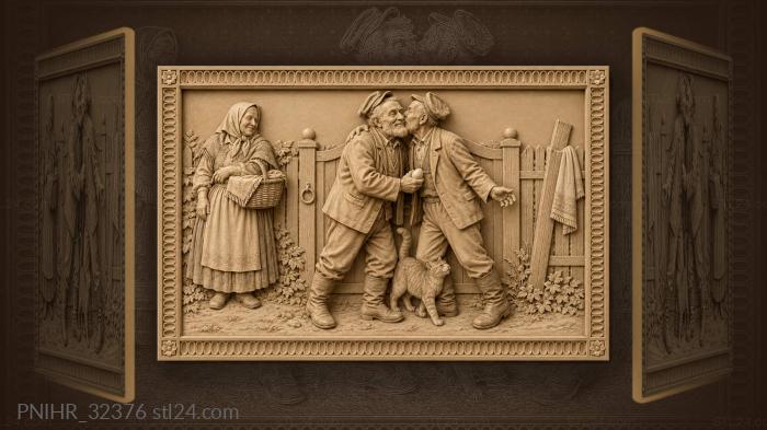 Elders seal reconciliation with three kisses 3d STL model
