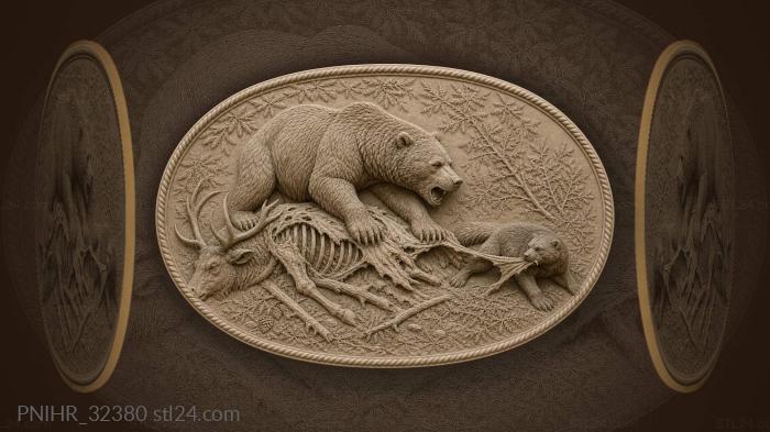 Bear defending kill from wolverine 3d STL model