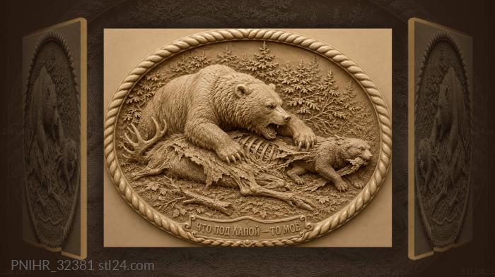 Bear defends elk from wolverine 3d STL model