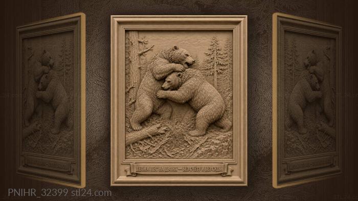 Wrestling bears fierce forest struggle 3d STL model