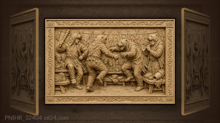 Bear mummers festive circle feast 3d STL model