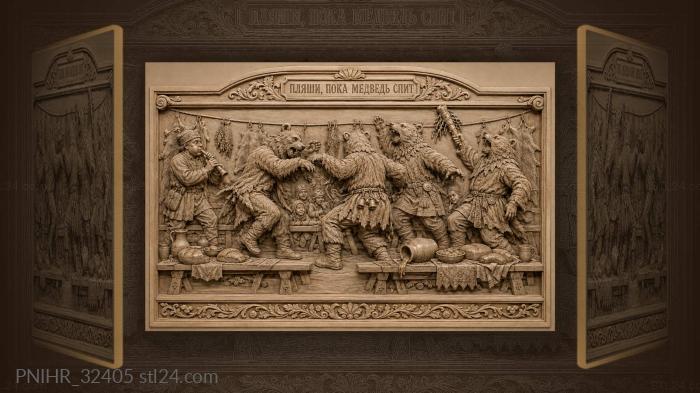 Bear mummers festive circle dance 3d STL model