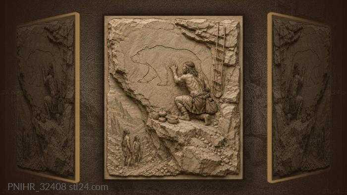 Ochre palm beside the pecked bear outline 3d STL model