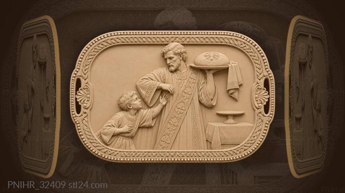 Deacon carrying artos while a boy reaches 3d STL model