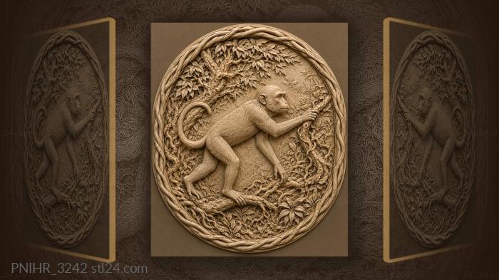 Monkey reaching for tree branch 3d STL model