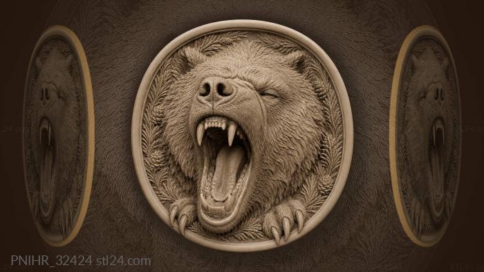 Bear’s fierce muzzle pine wreath 3d STL model