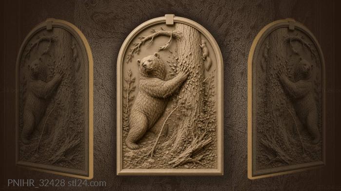 Bear slams a paw against pine 3d STL model
