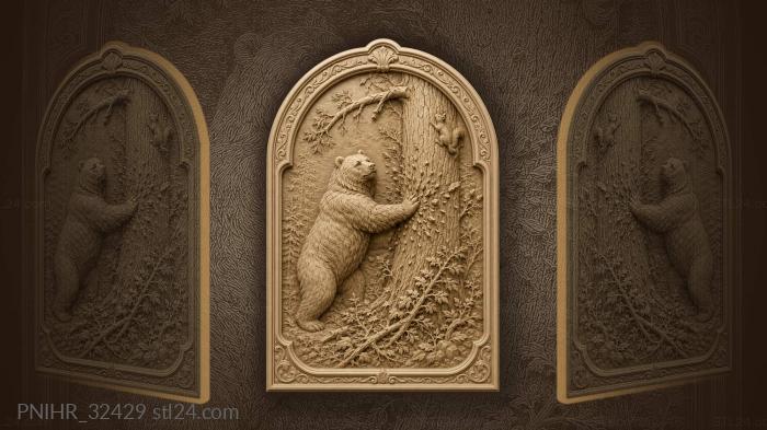 Bark chips fly from the struck pine 3d STL model