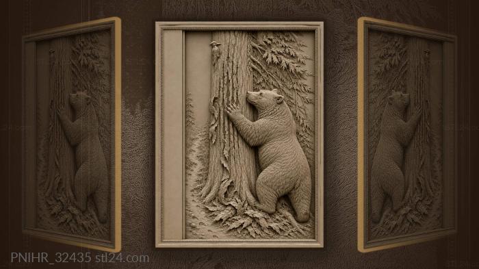 Bear rakes claws down the cedar bark 3d STL model