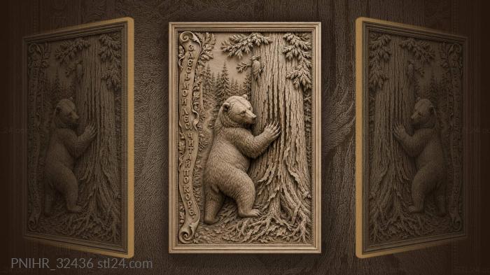 Bear marking cedar tree forest 3d STL model