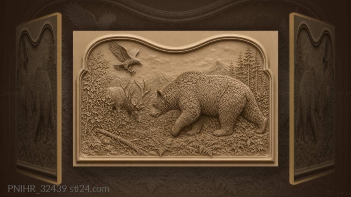 Bull elk lowers antlers before bear 3d STL model