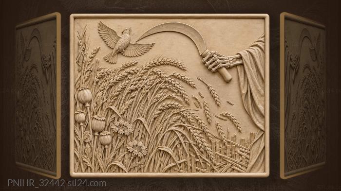 Hand cuts wheat with a sickle 3d STL model