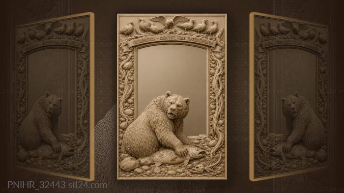 Salmon pinned under a wary bear paw 3d STL model