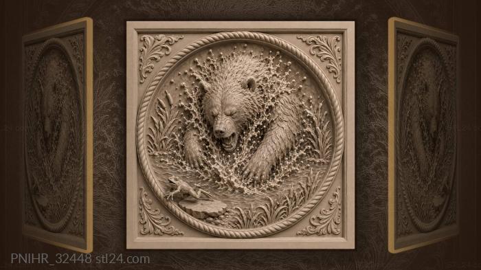 Frog leaps away from the splashing paws 3d STL model
