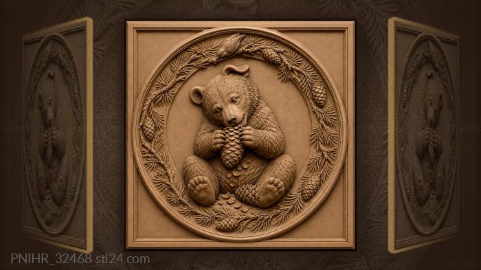 Bear enjoying cedar cone treat 3d STL model