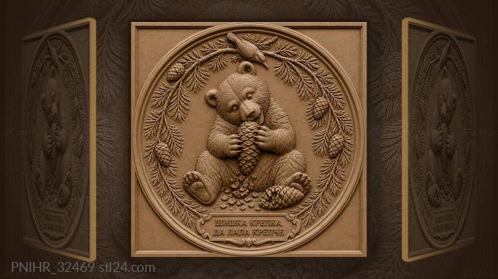 Bear with cedar cone treat 3d STL model