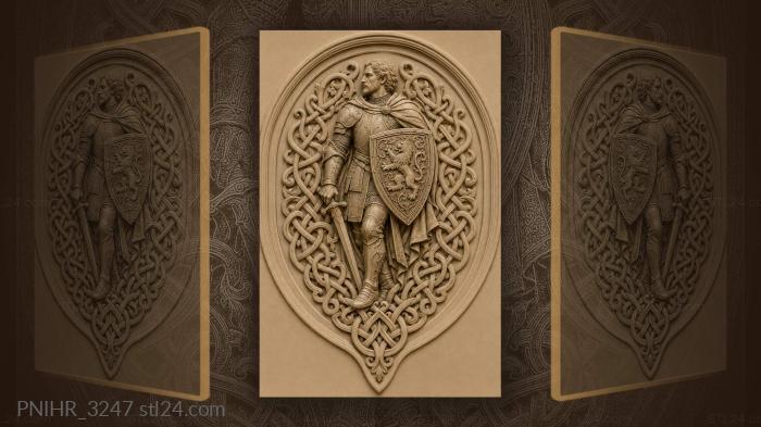 Knotwork around a knight and his shield 3d STL model