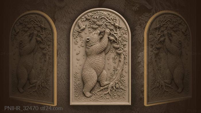 Bear pulls rowan branch to his mouth 3d STL model
