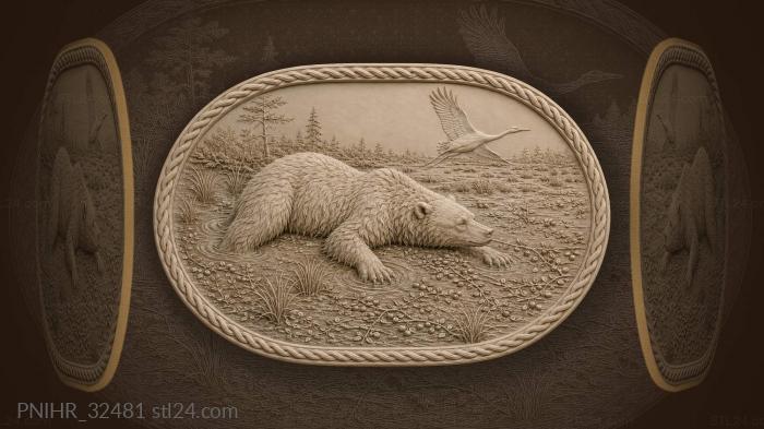Bear reaches for cranberries on quaking moss 3d STL model