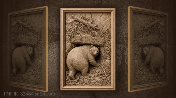 Bear entering winter den peacefully 3d STL model