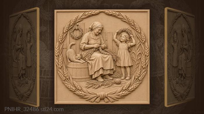 Weaving a harvest wreath with granddaughter 3d STL model