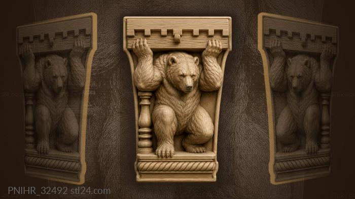 Bear supporting wooden beam strength 3d STL model