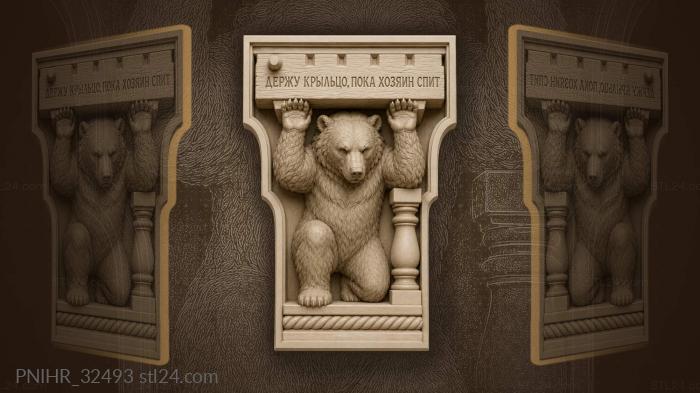 Bear supporting porch beam strength 3d STL model