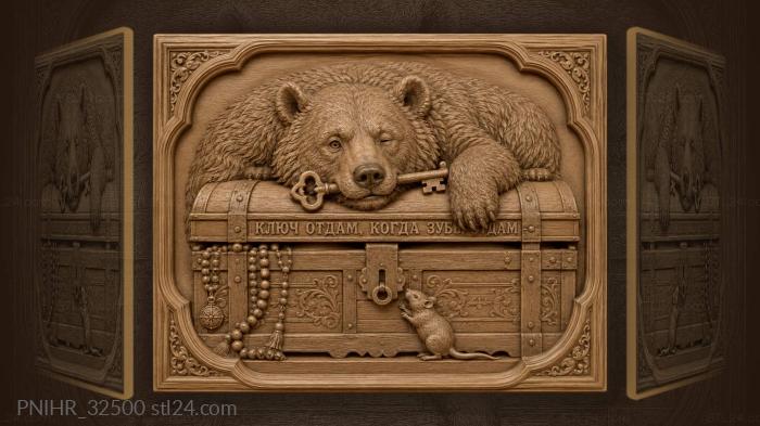 Stubborn bear keeps treasure locked with teeth 3d STL model