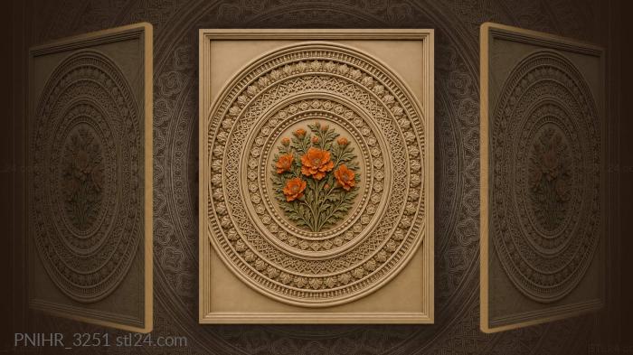 Orange blossoms geometric floral design 3d STL model