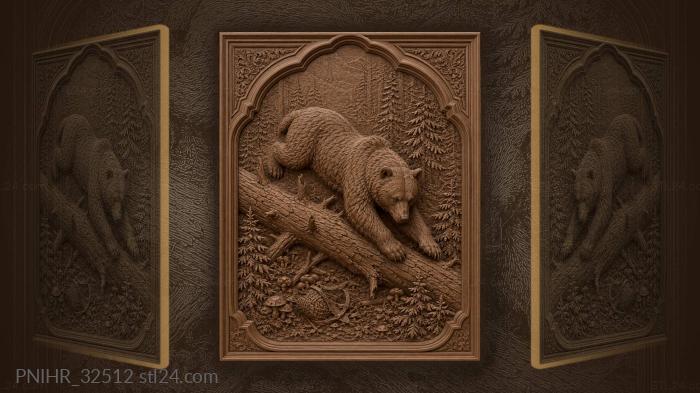 Bounding bear clears mushrooms and splintered branches 3d STL model