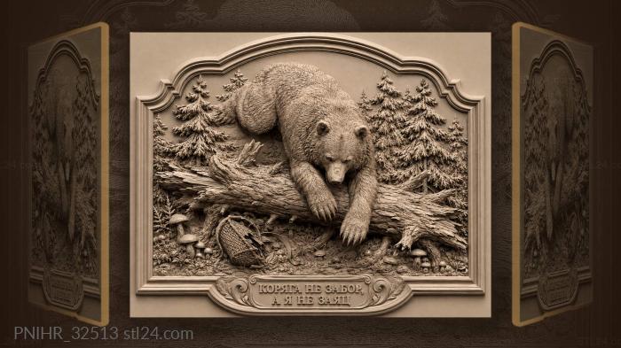 Mighty bear vaults snag between young firs 3d STL model