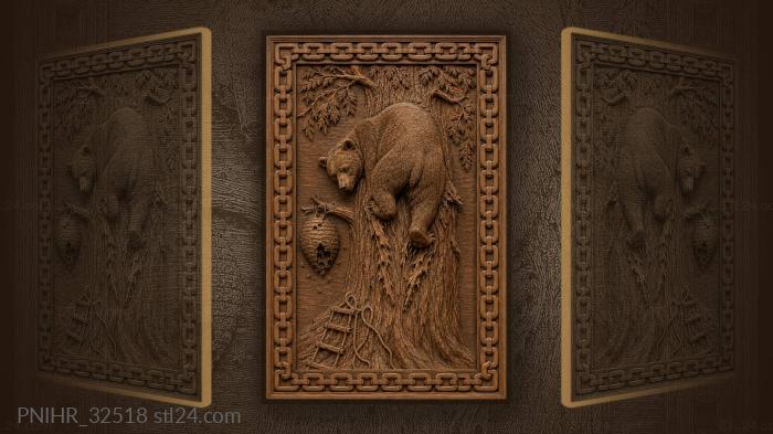 Claws rake cedar as bear backs downward 3d STL model