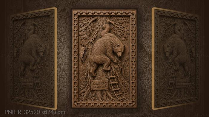 Raiding bear descends beside the emptied hive 3d STL model