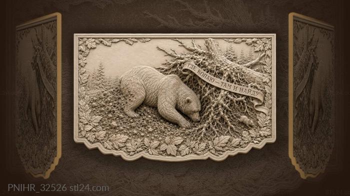 Root digging bear flushes a fleeing mouse 3d STL model
