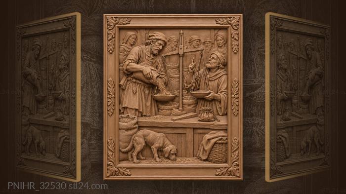 Weighing grain at bustling market 3d STL model