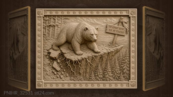 Bear runs the crumbling lip of ravine 3d STL model