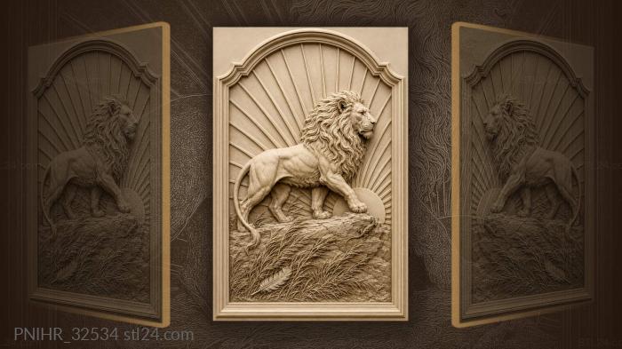 Sunrise draws lion toward the horizon 3d STL model