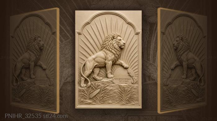 Sunrise lion strides past fleeing lizard 3d STL model