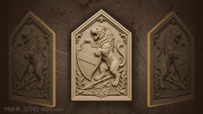 Lion raises shield above broken lance 3d STL model