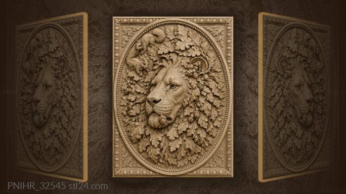 Lion shelters squirrels in his leafy mane 3d STL model