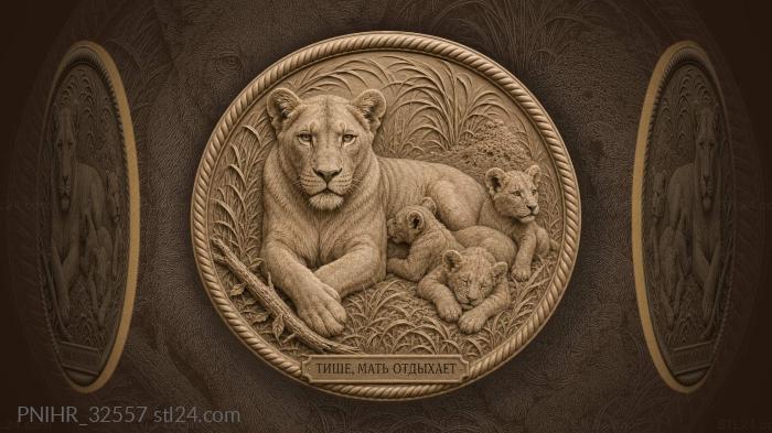 Lioness with playful cubs rest 3d STL model
