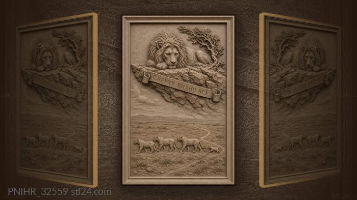 Lion rests above marching lionesses 3d STL model