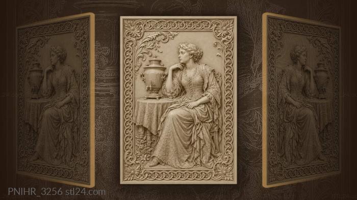 Samovar on the table between them 3d STL model