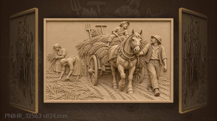 Harvest cart with driver and boy 3d STL model