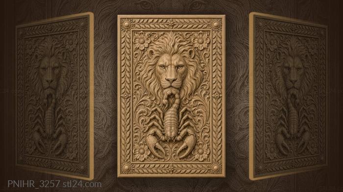 Lion and scorpion floral wreath 3d STL model