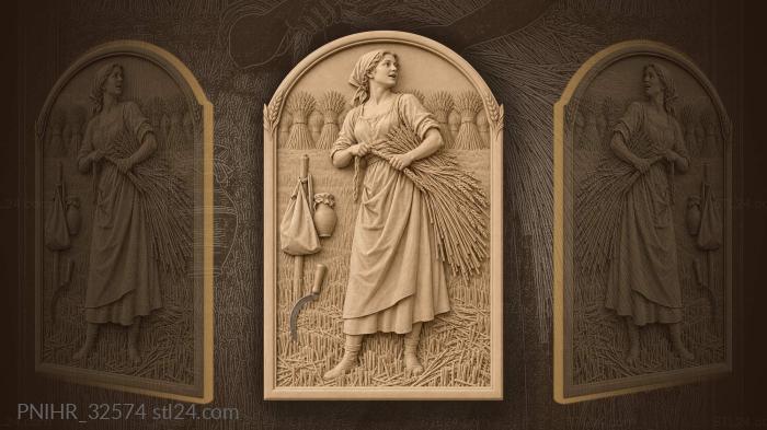 Reaper binds gathered stalks in summer 3d STL model